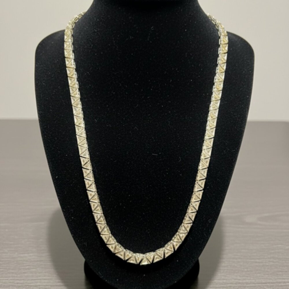 Vintage Suzanne Somers Clear CZ Trilliant Necklace in Sterling Silver - Picture 2 of 3